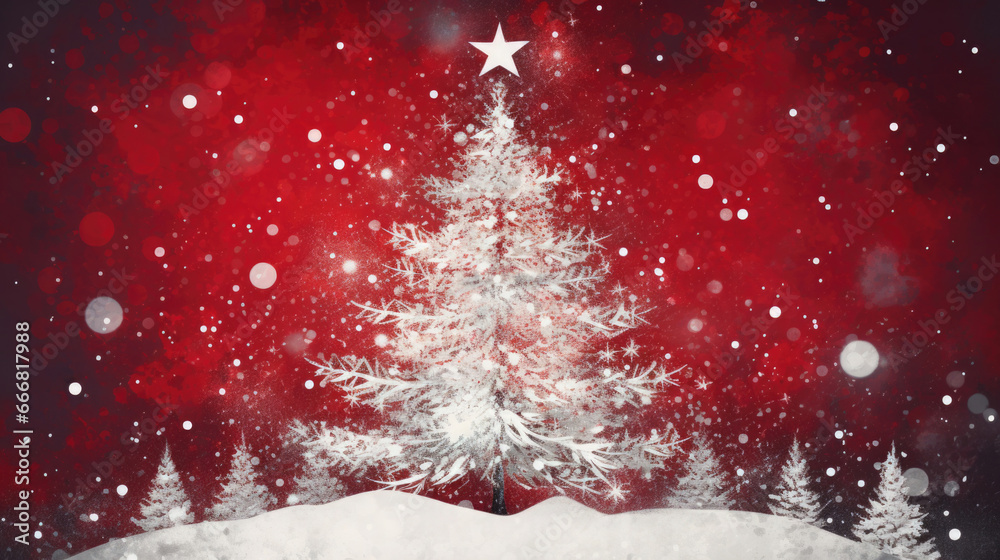 abstract white christmas tree on red background abstract white christmas tree on red background