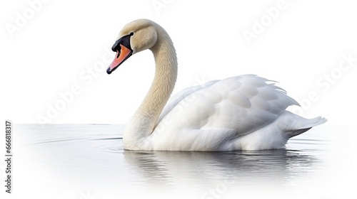 White Swan isolated on white background. AI generated image