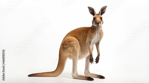 Kangaroo standing on white background. AI generated image © prastiwi