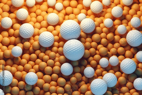 Illustration of golf balls in the background. Generative AI