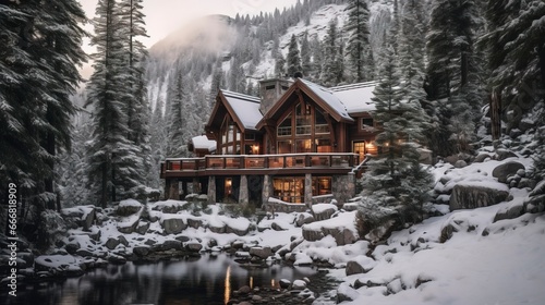 Wooden country chalet in th...