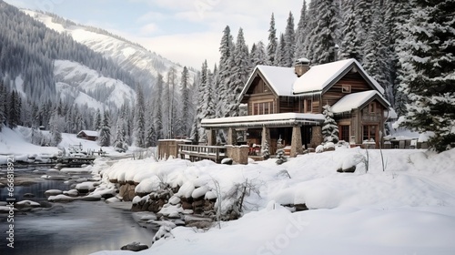 Wooden country chalet in th...