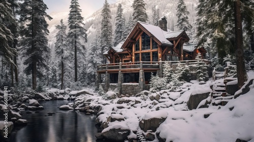 Wooden country chalet in th...