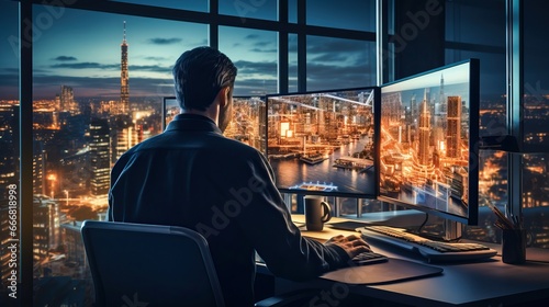 High tech work environment,...