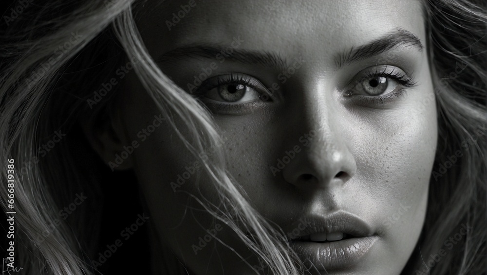 Fototapeta premium portrait of a woman in a stunning black and white photograph