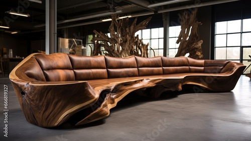 Wallpaper Mural Solid wood sofa design. Generation AI Torontodigital.ca