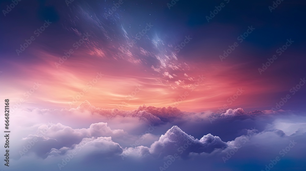 Unreal sky with clouds, neon. Generation AI Unreal sky with clouds, neon. Generation AI