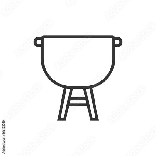 Grilled pan line icon, barbecue tool graphic