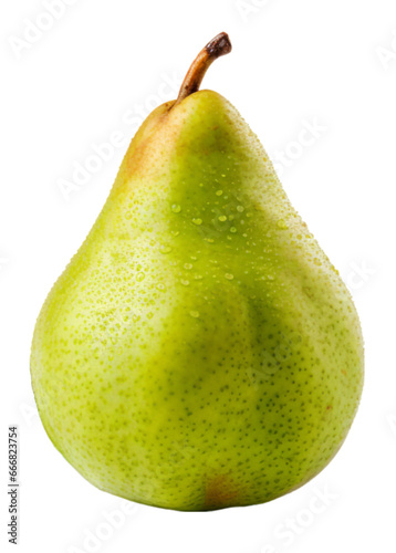 An Isolated Green Pear Fruit on a Transparent Background