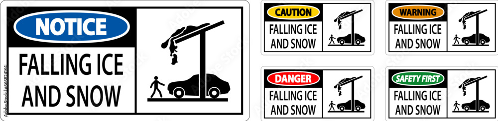 Ice and Snow Warning Sign Caution - Falling Ice And Snow Sign Ice and Snow Warning Sign Caution - Falling Ice And Snow Sign