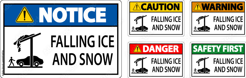 Ice and Snow Warning Sign Caution - Falling Ice And Snow Sign