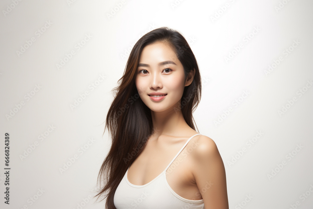 Portrait of a Asian woman standing and looking at the camera. Face of healthy woman, Lifestyle portrait photography. Portrait of a Asian woman standing and looking at the camera. Face of healthy woman, Lifestyle portrait photography.