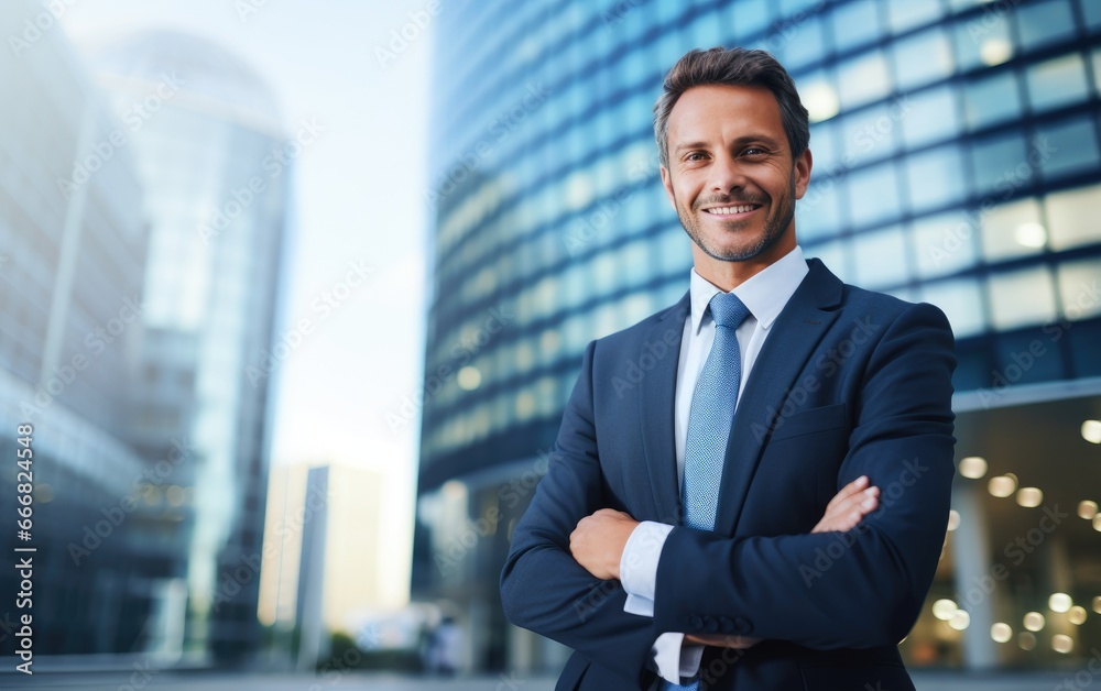 Businessman leader CEO in a modern office with business people working Businessman leader CEO in a modern office with business people working