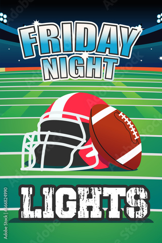 American Football Friday Night Lights Banner Poster Vector Illustration
