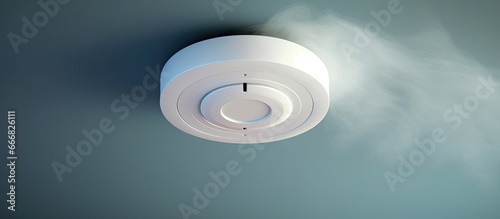 White smoke alarm mounted overhead