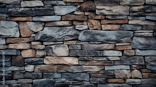 A textured wall composed of different types of stones