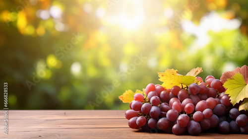 A bunch of grapes on a table, with a blurry background