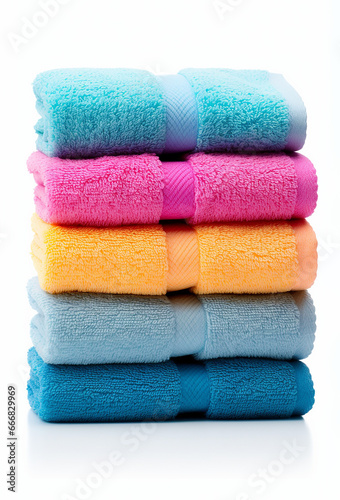 A stack of brightly colored towels