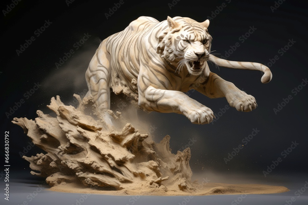 Obraz premium Abstract tiger with complex motion and hazy color