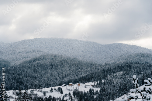 Landscape of a snow covered mountain