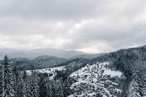 Landscape of a snow covered mountain