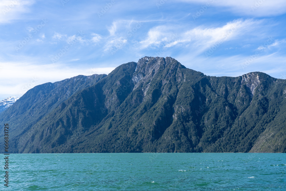 Mountains on the Shore of Lake Tagua Tagua in Patagonia