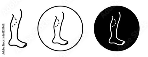 Calf plastic surgery icon. medical calf plastic surgery symbol set. leg calf plastic surgery vector line logo sign. photo