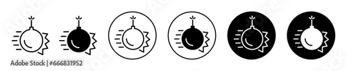 Demolition bomb icon. explosive detonation bomb blast symbol set. destruction bomb ball to demolish vector line logo. explosive demolition bomb sign.