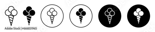 ice cream line icon. frozen icecream cone symbol set. ice cream waffle cone with scoop vector line logo
