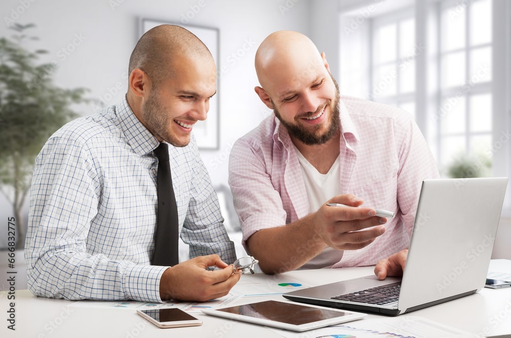 Young business people work for planning in office, AI generated image