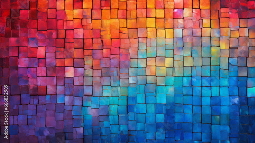 An abstract artwork with vibrant square patterns