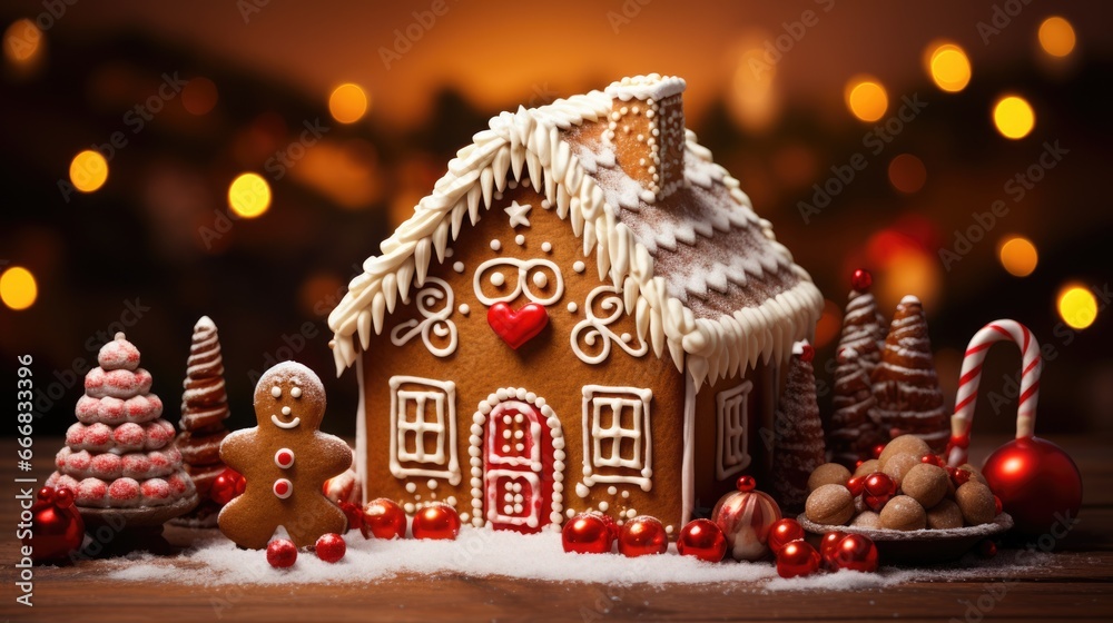 gingerbread house with christmas decoration xmas holiday sweets