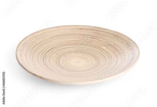 Clean wooden plate isolated on white background
