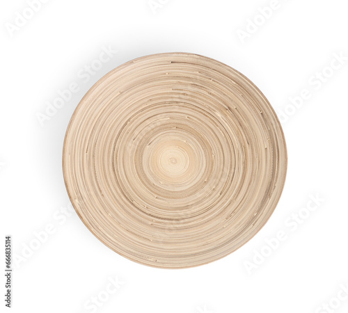 Clean wooden plate isolated on white background