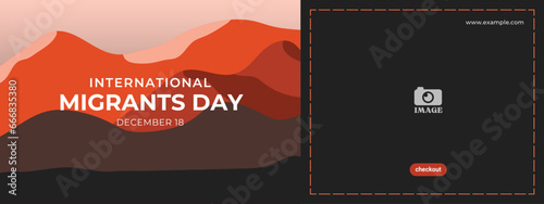 International migrants day. Desert concept design template for banner, background, poster