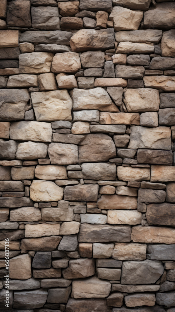 A textured stone wall in earth tones