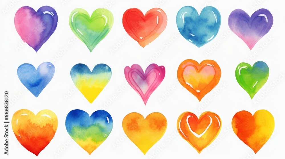 Rainbow watercolor illustration for pride. Generative AI. 