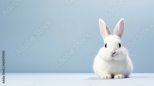 cute animal pet rabbit or bunny white color smiling and laughing isolated with copy space for easter background  rabbit  animal  pet  cute  fur  ear  mammal  background  celebration  generate by AI