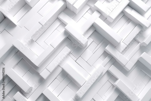 White, 3D mosaic tiles forming a futuristic herringbone block background. Generative AI