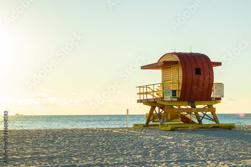 famous miami south beach booth florida usa sunny day