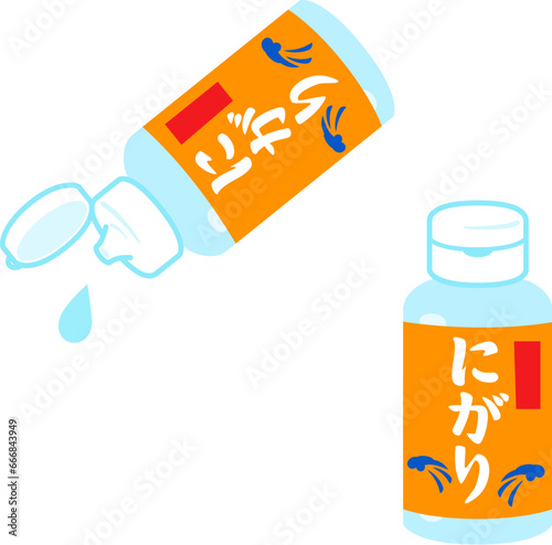 にがりのボトルから垂らしたにがりの滴