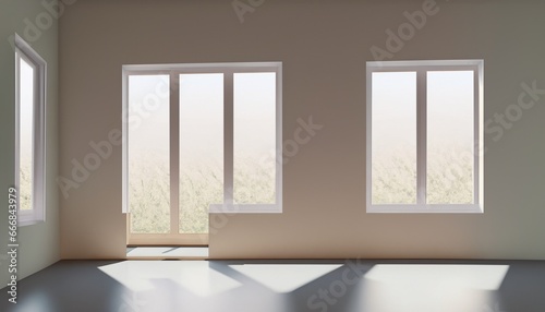 Room with plain walls and large windows, Interior of an empty white studio room, white walls with windows, simple room with white walls, room, walls, plain, white, simple, unique