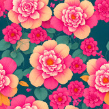 Seamless patterns realistic flowers