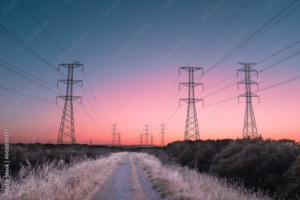 power lines pylons