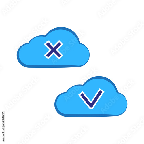 Icons in the form of a cloud with a cross and daw. Vector illustration. EPS 10.