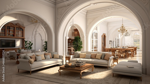 Architect s concept incomplete project transformed into elegant classic living room 