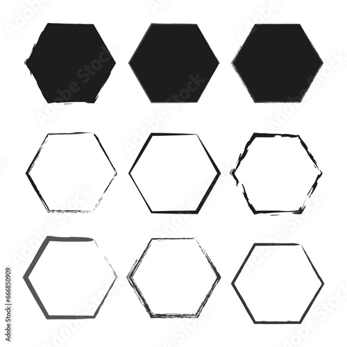 Grunge hexagon. Vector illustration. EPS 10.