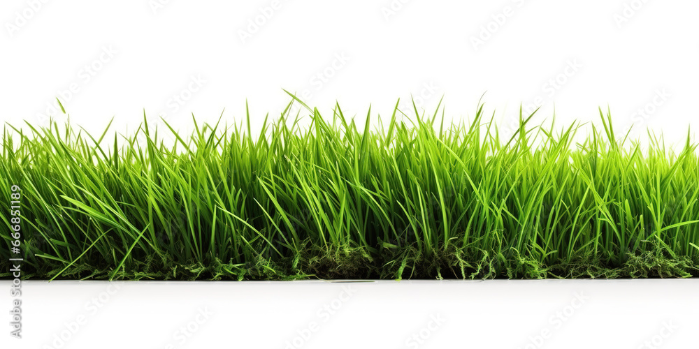 Green lawn isolated on white background. Generative AI Green lawn isolated on white background. Generative AI