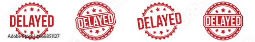 Delayed Red Rubber Stamp vector design.