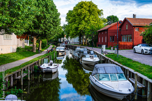 Trosa is an idyll of old fine wooden houses and a beautiful canal photo